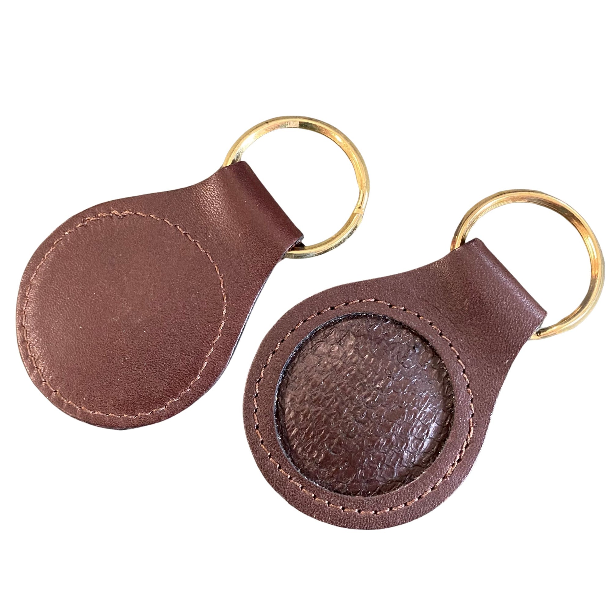 Salmon Leather Key Fobs