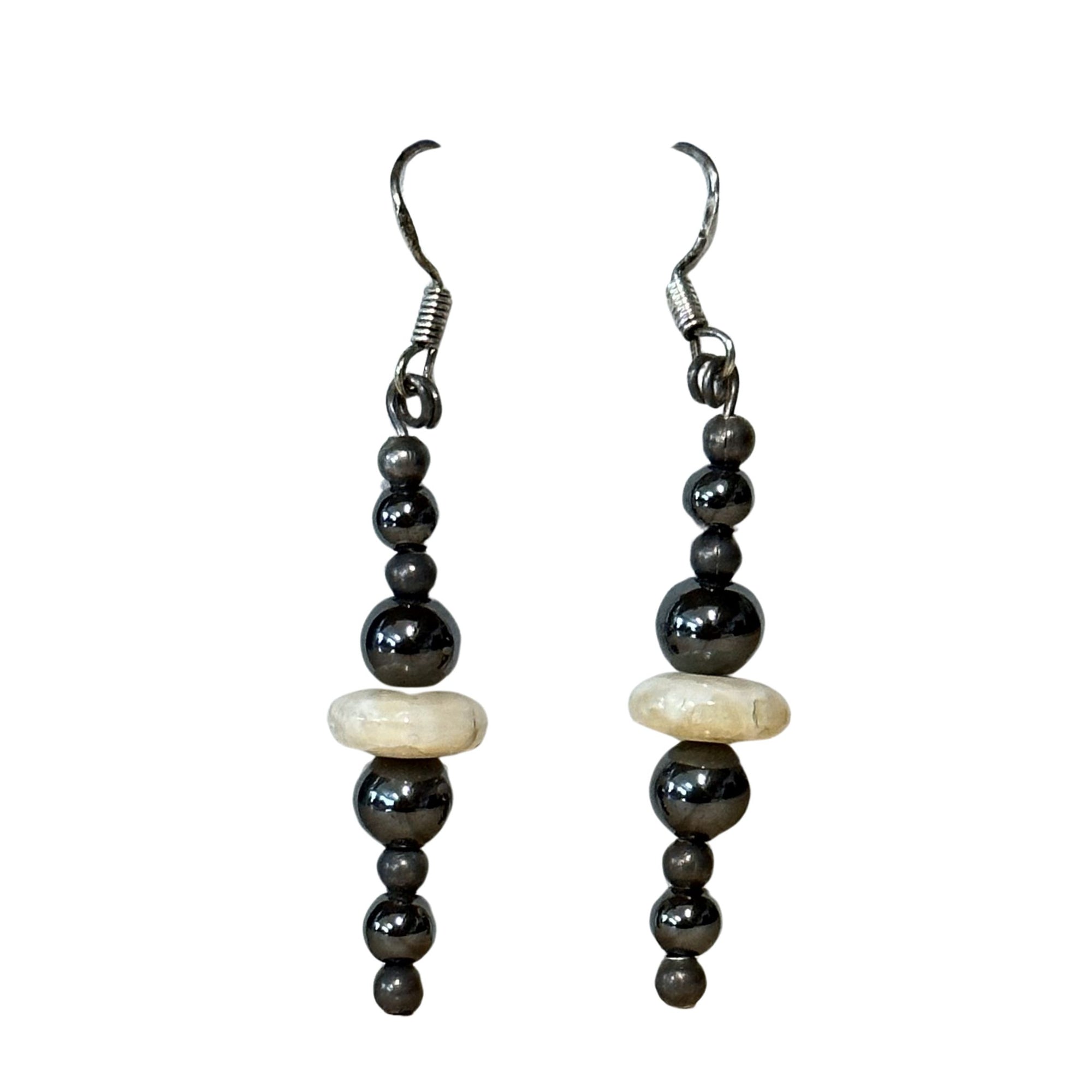 Hematite and Ivory Earring