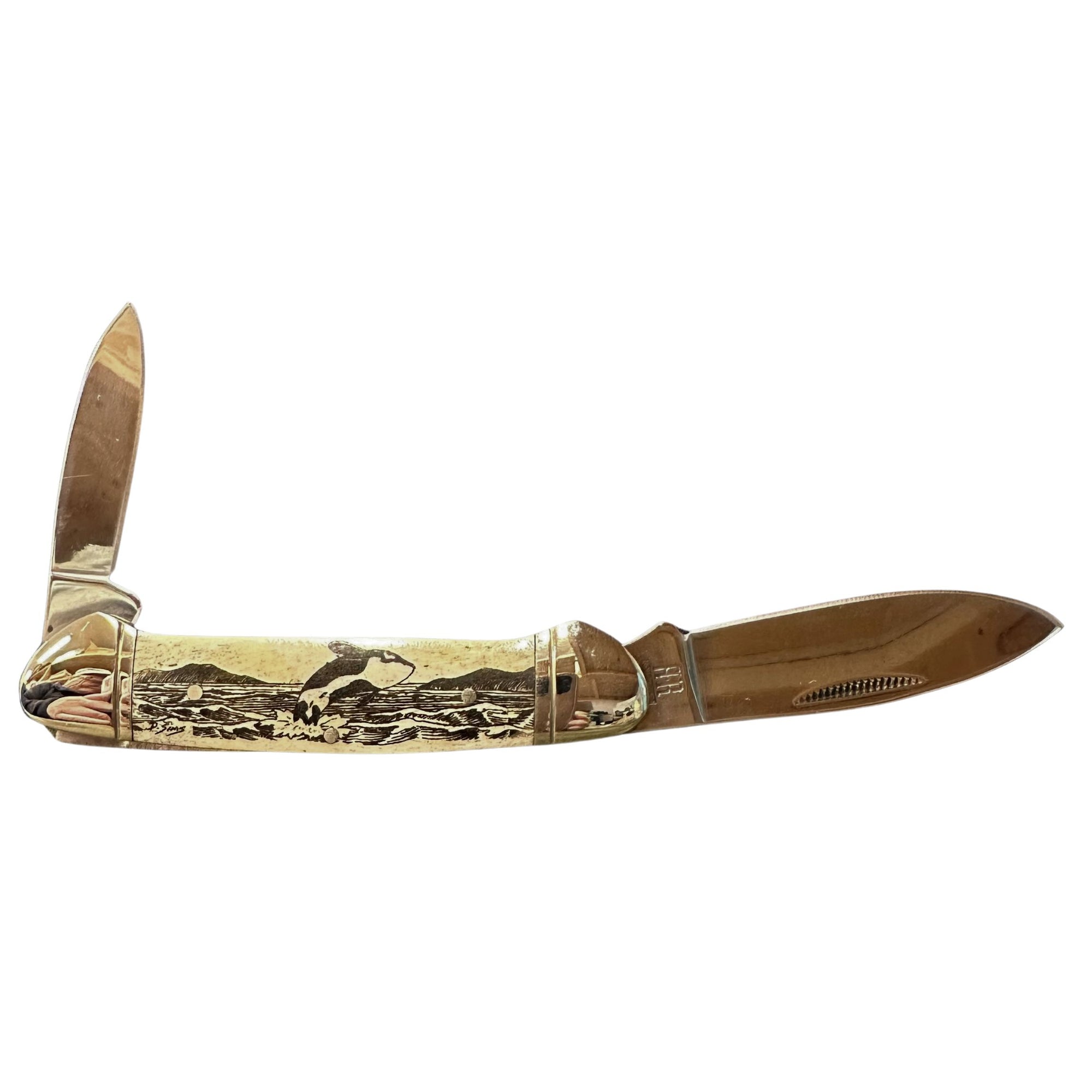 Lock Back Scrimshaw Knife 3.75 inches