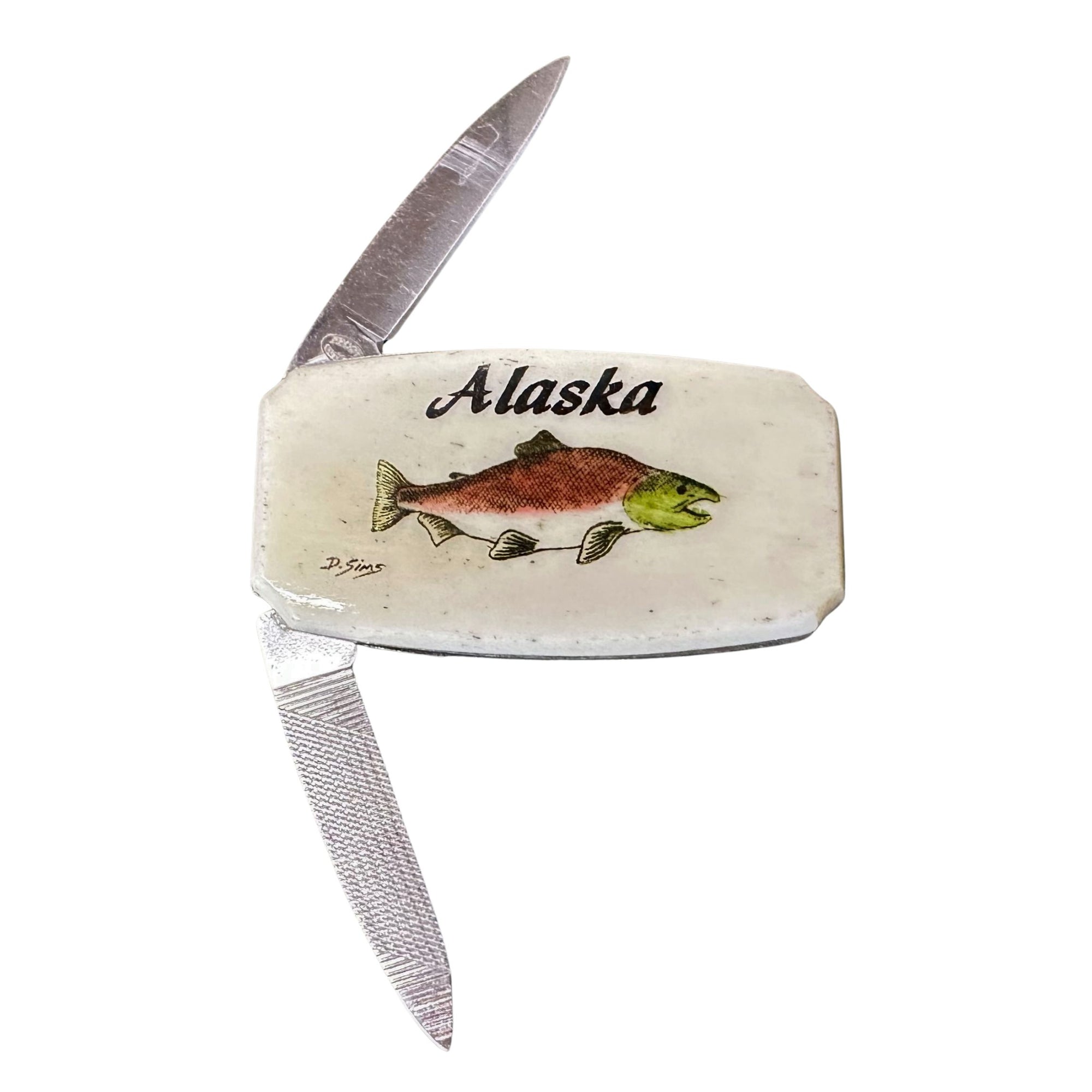 Scrimshaw Money Clip Pocket Knife