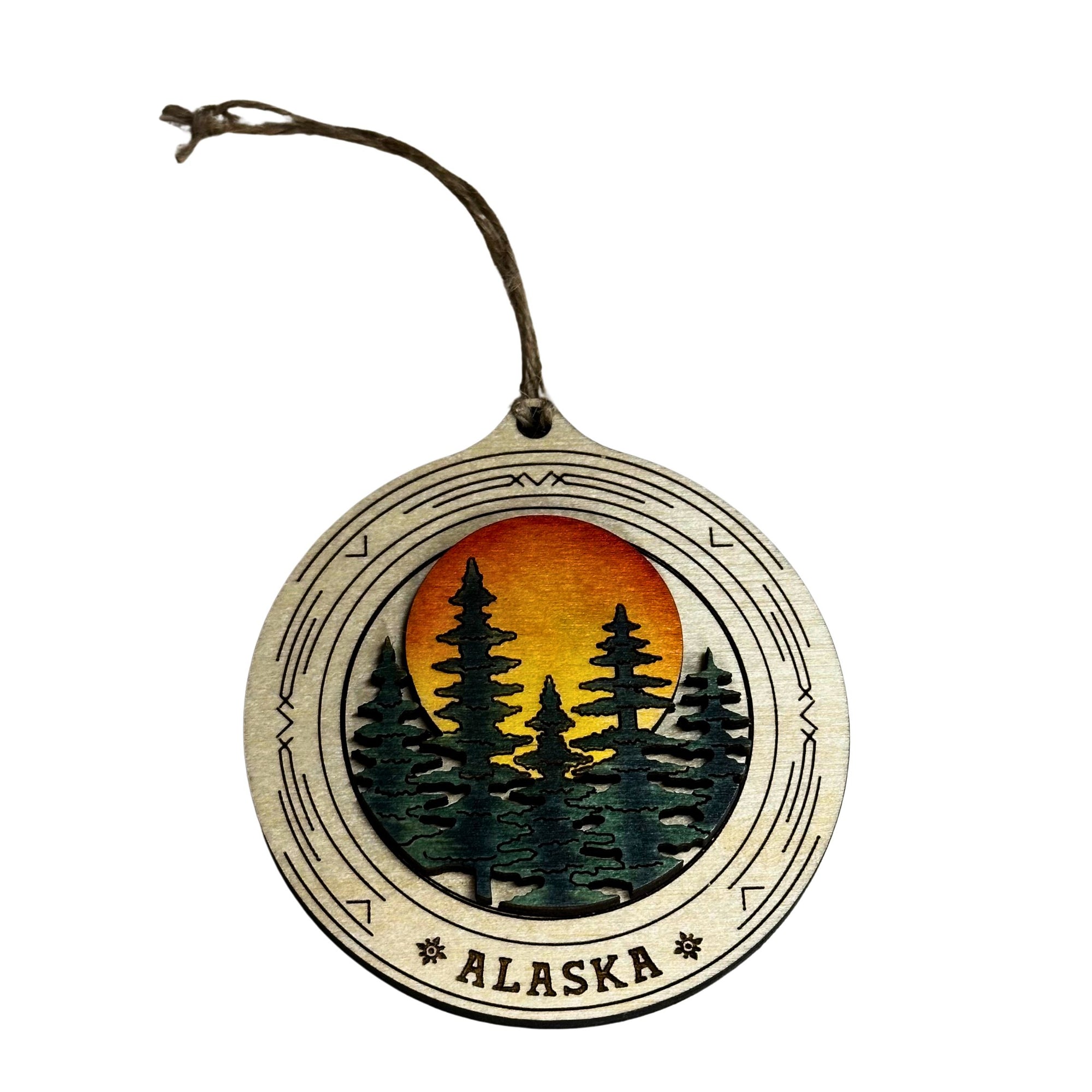 Alaska Sunrise Wooden Ornament