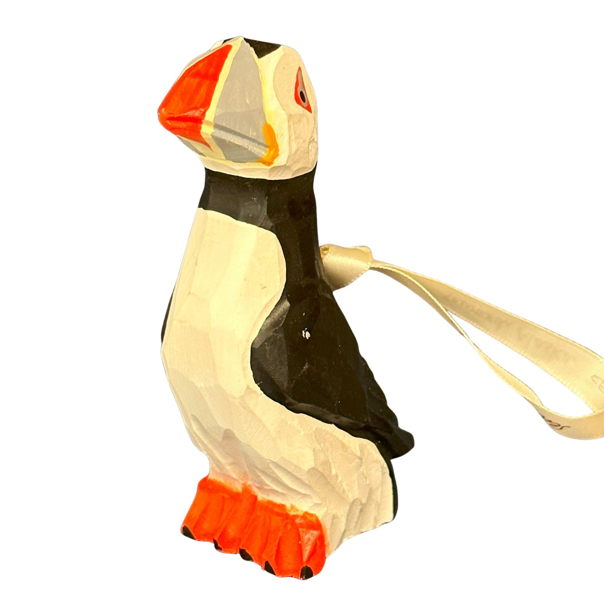 Puffin Hand Carved Wood Ornament