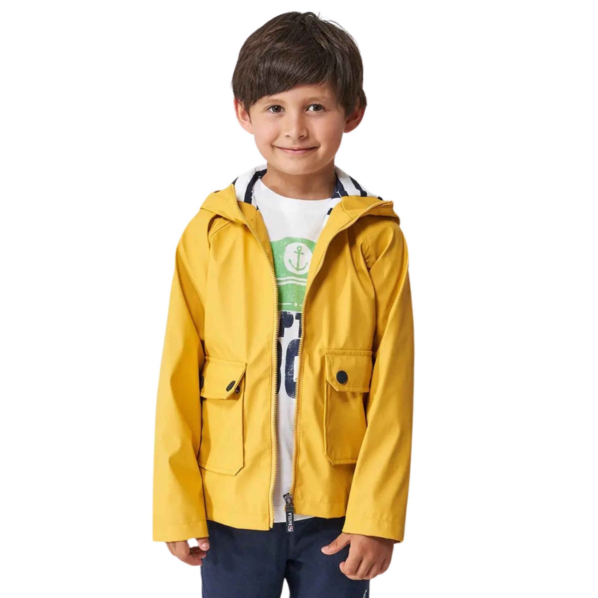 Nautical Raincoat With Striped Cotton Lining for Youth