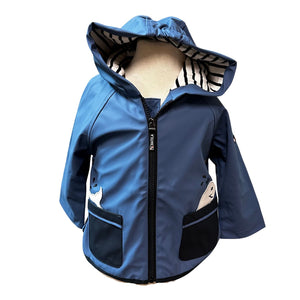 Babys Rain Jacket with Whale Pockets and Stripe Cotton Lining