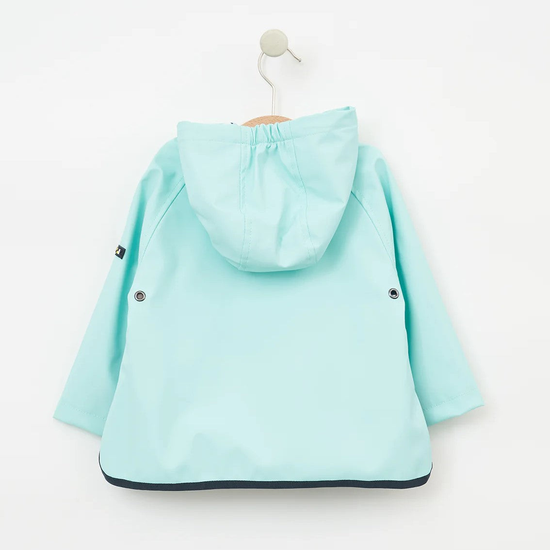 Babys Rain Jacket with Whale Pockets and Stripe Cotton Lining