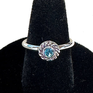 Blue Round Plain Stack Ring