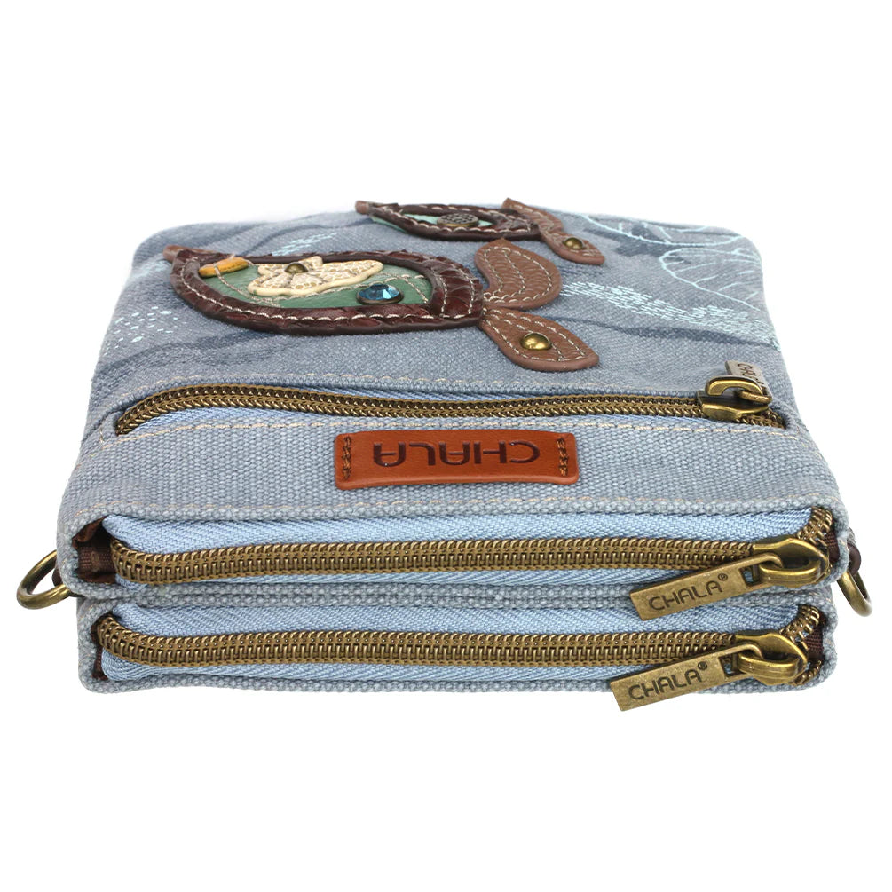 Turtle Double Pocket Canvas Crossbody