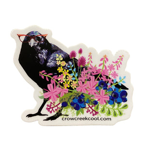 Wildflower Raven Sticker