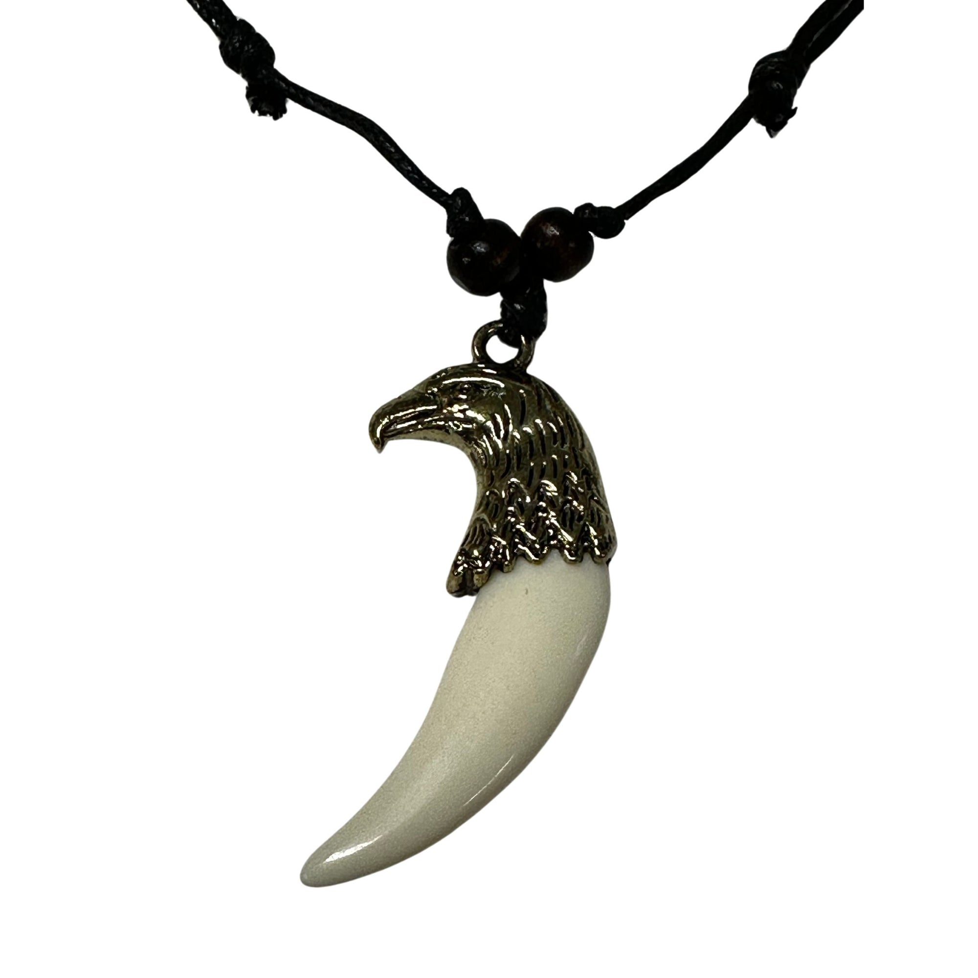 Gold Eagle Head Tooth Necklace