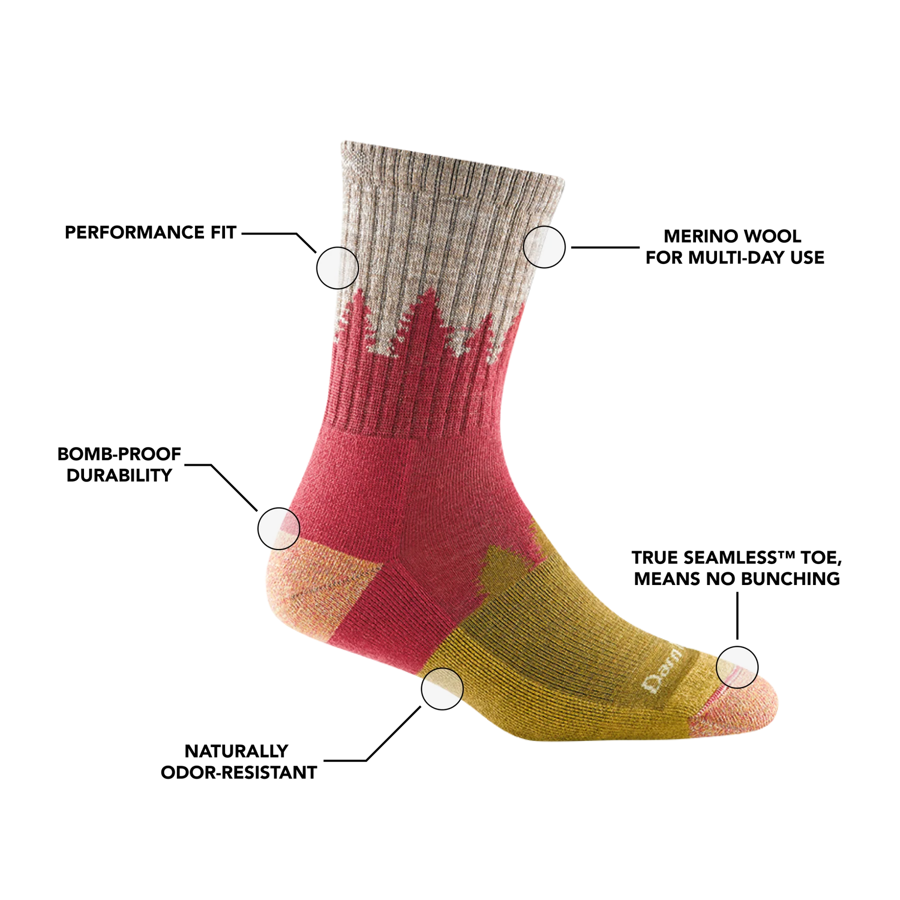 Treeline Micro Crew Midweight Hiking Sock for Women - S25