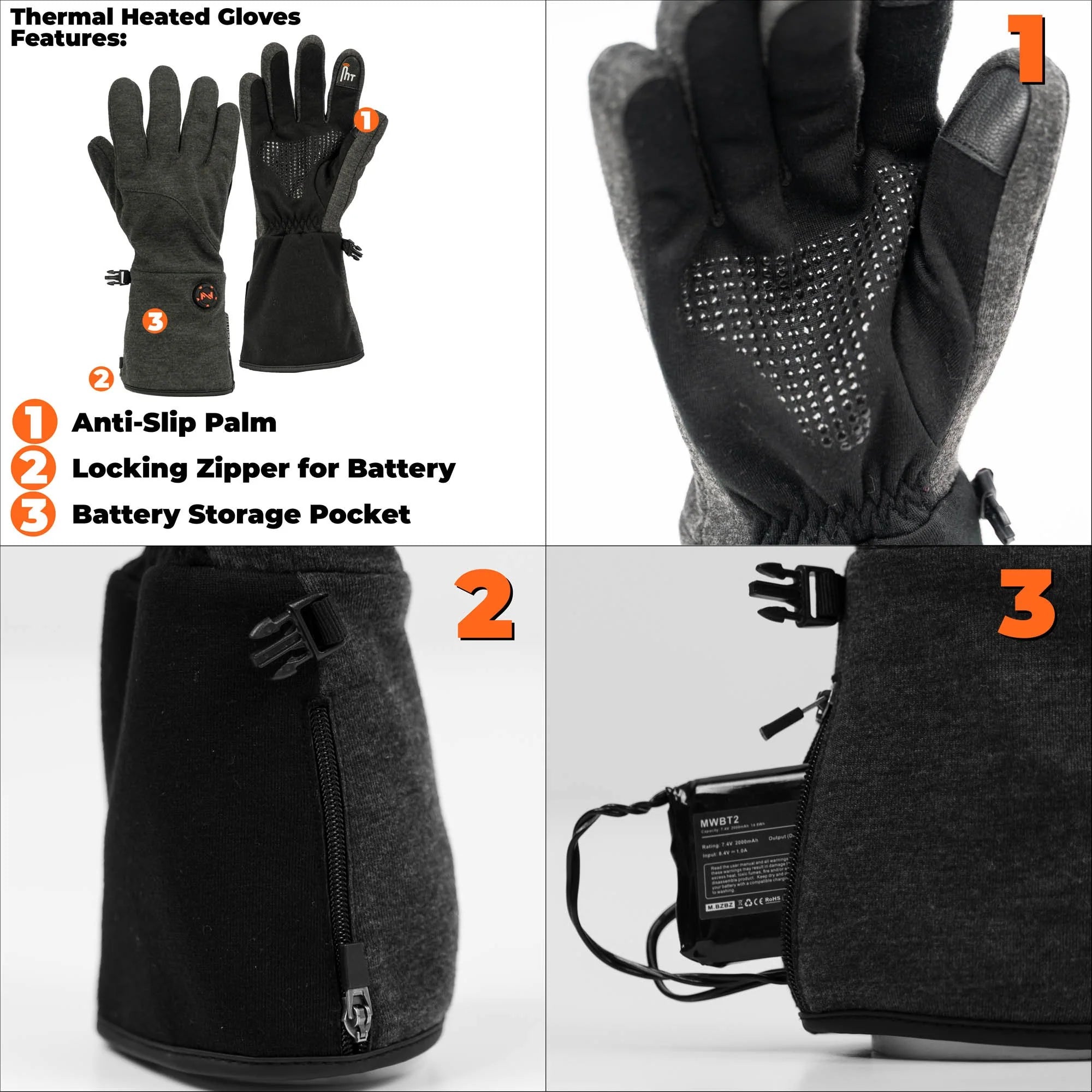 Thermal Heated Glove - Unisex Black