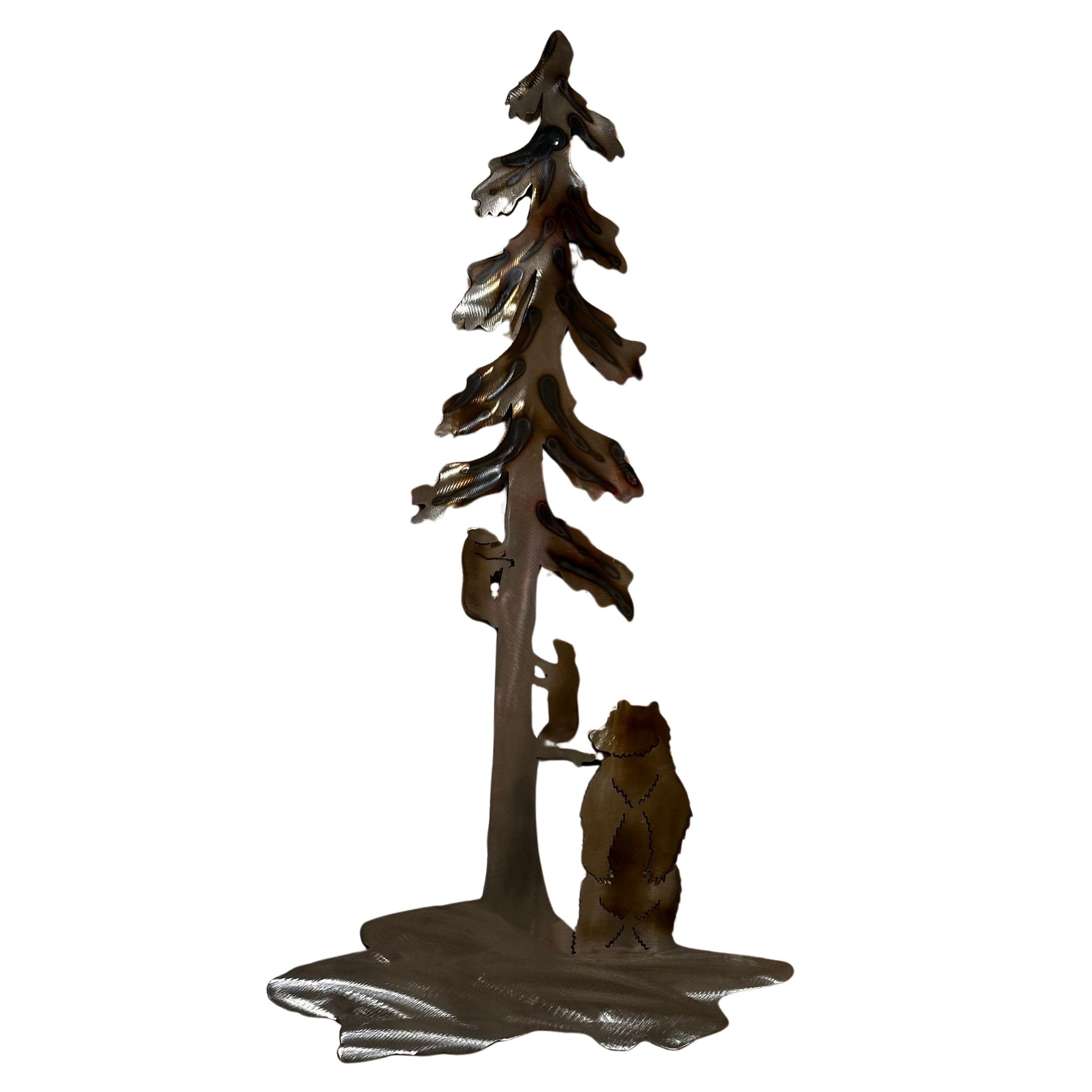 Tree, Bear & Cubs Metal Wall Art