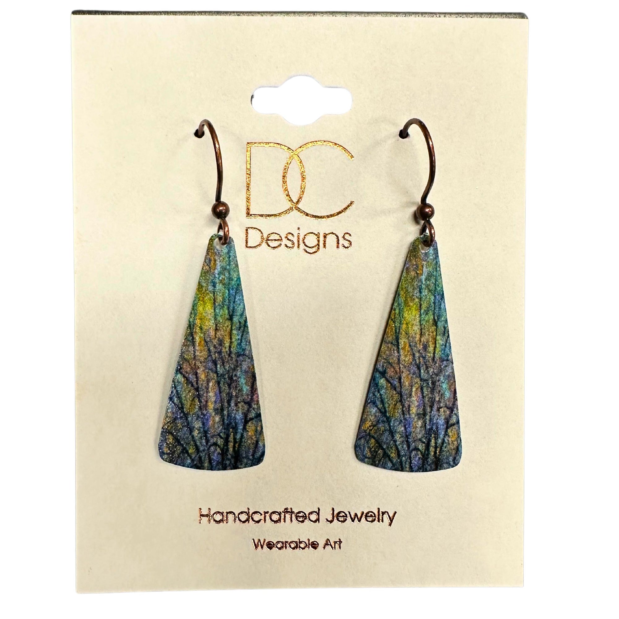 Autumn Triangle Copper Wire Earrings