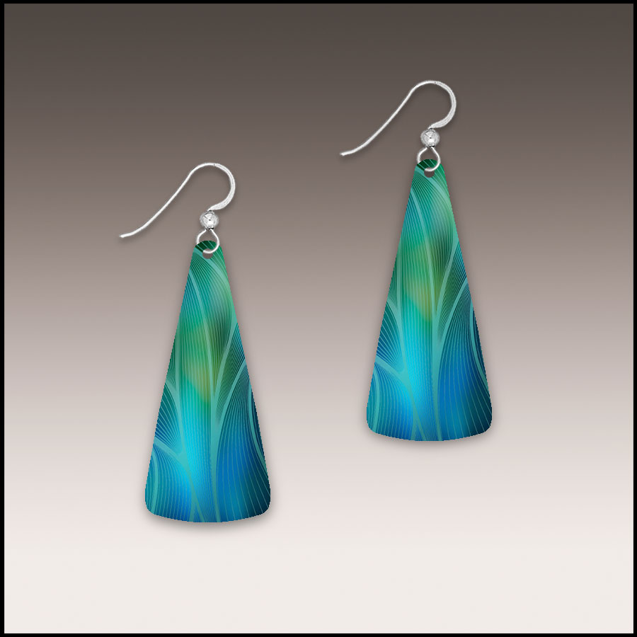 Blue Green Shimmer Sterling Sliver Earrings