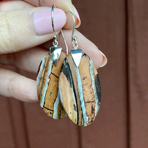 Oval Spike Mammoth Tooth Earrings