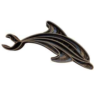 Laser-cut Wood Wave Skimming Dolphin Wood Art