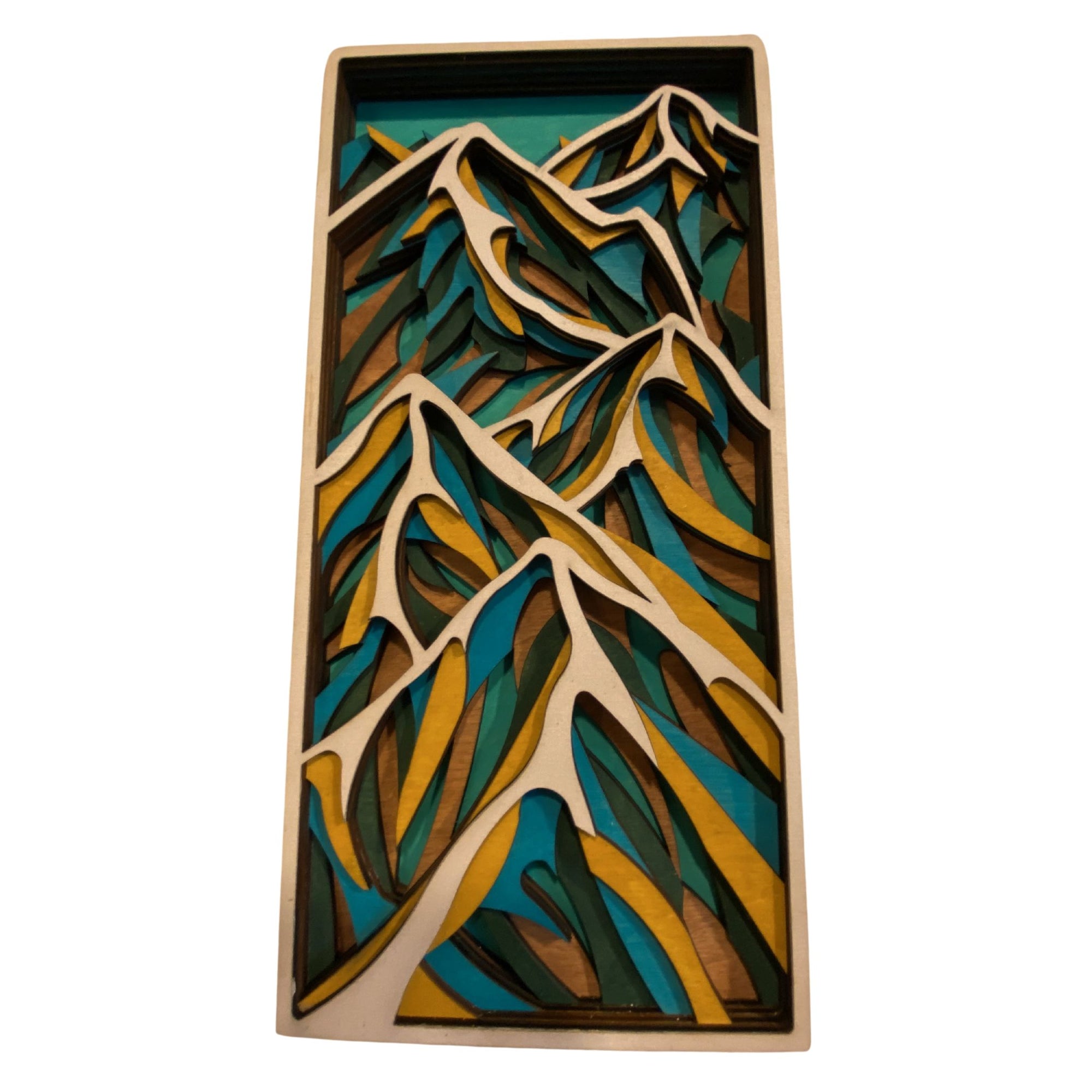 Laser-cut Wood Framed Alaskan Mountains