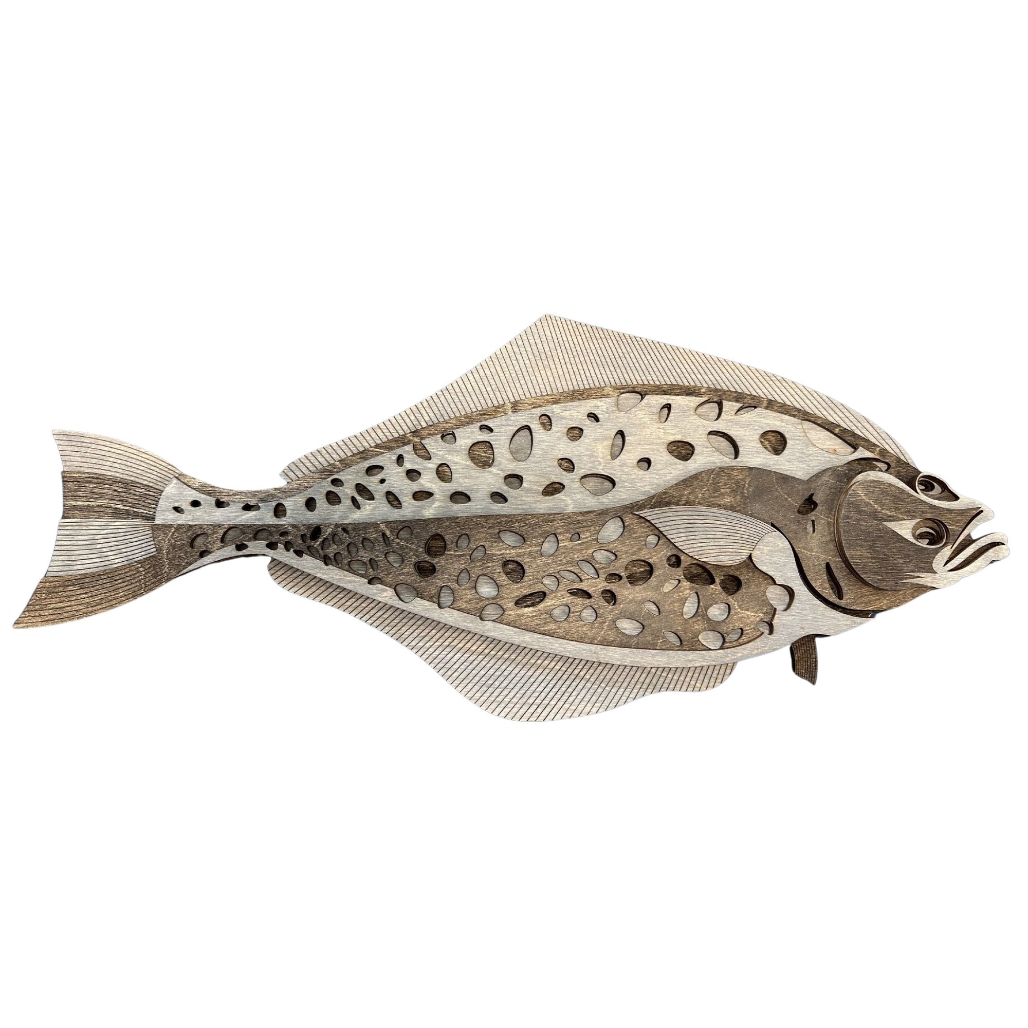 Laser-cut Wood Pacific Halibut - S24