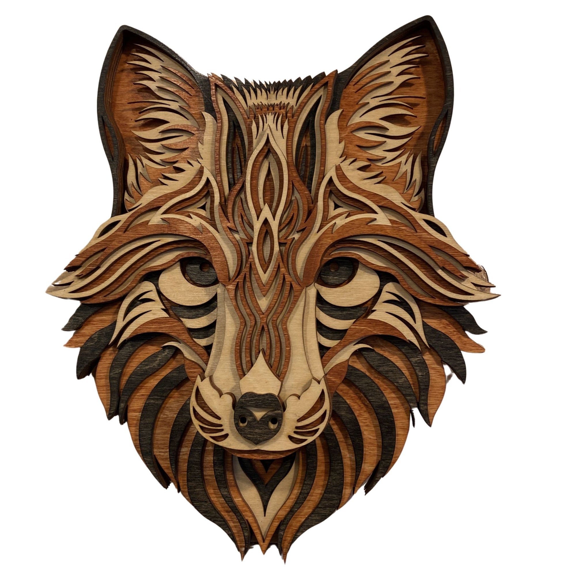 Laser-cut Wood Red Wood Fox - Mini