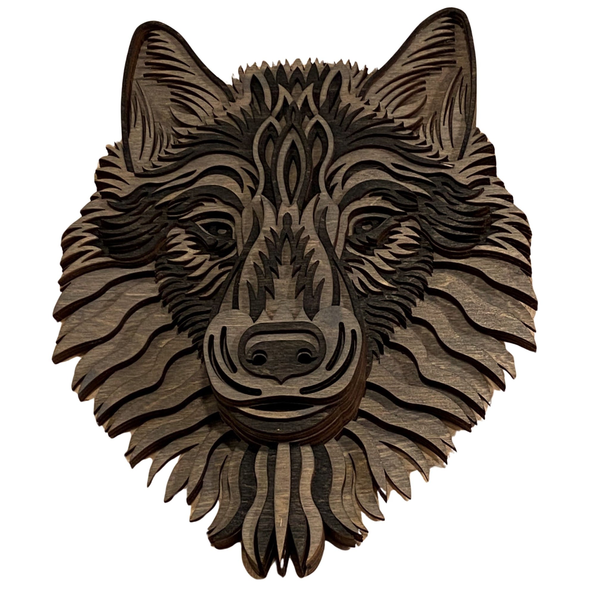 Laser-cut Wood Alaskan Black Wolf - Mini