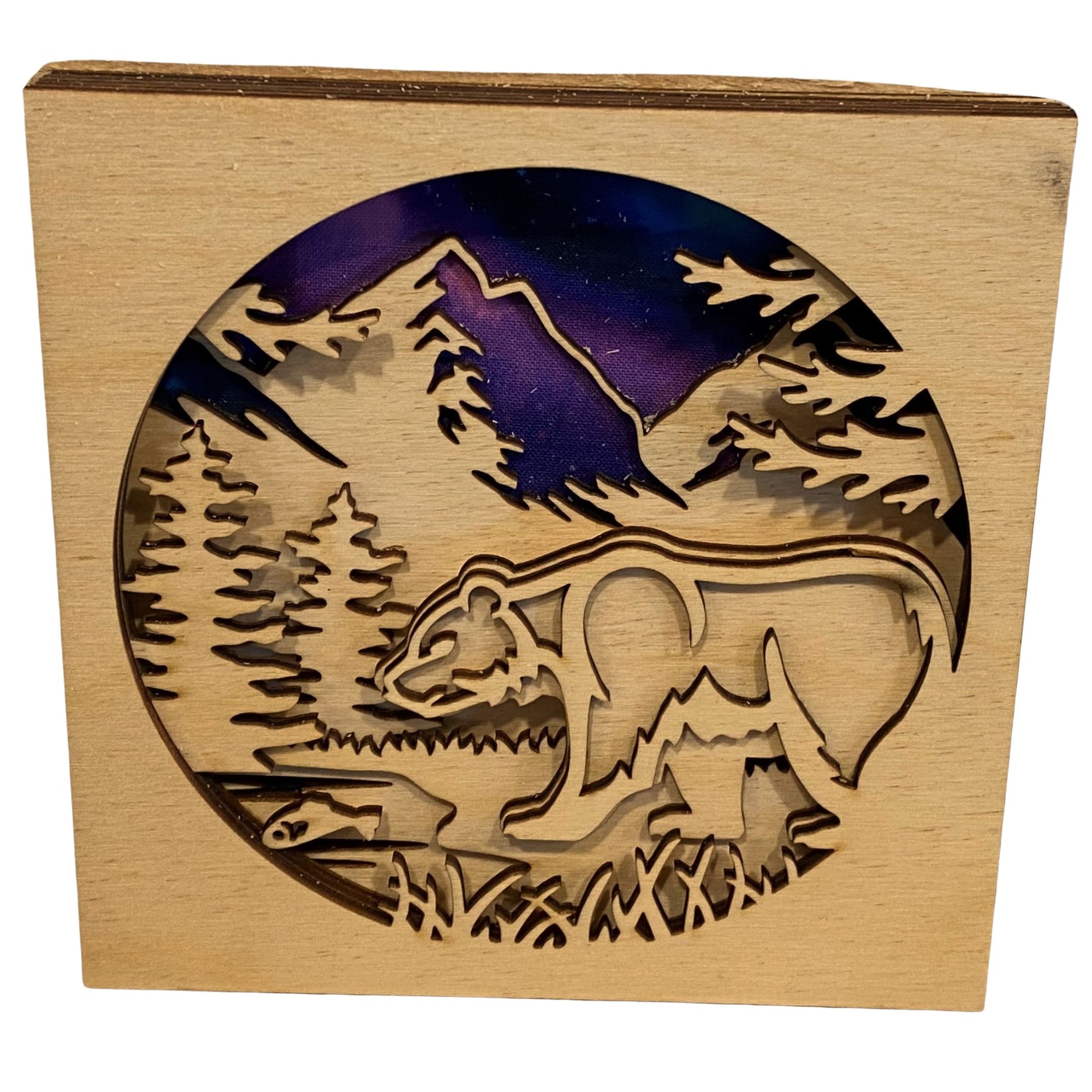 Laser-cut Wood Bear Shadow Box