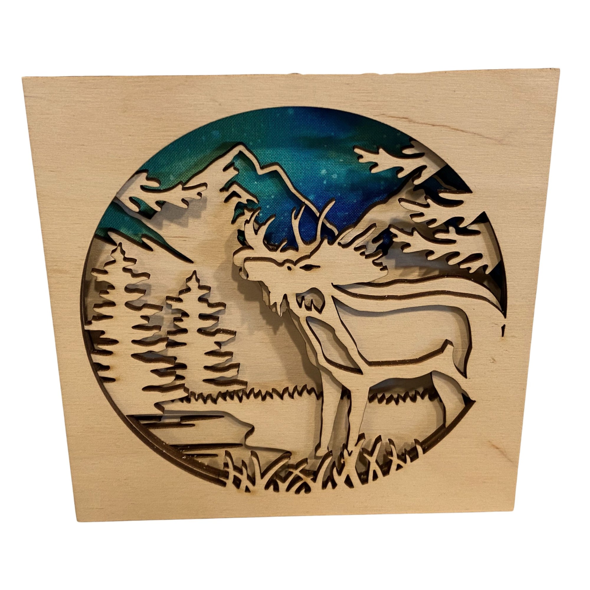 Laser-cut Wood Moose Shadow Box