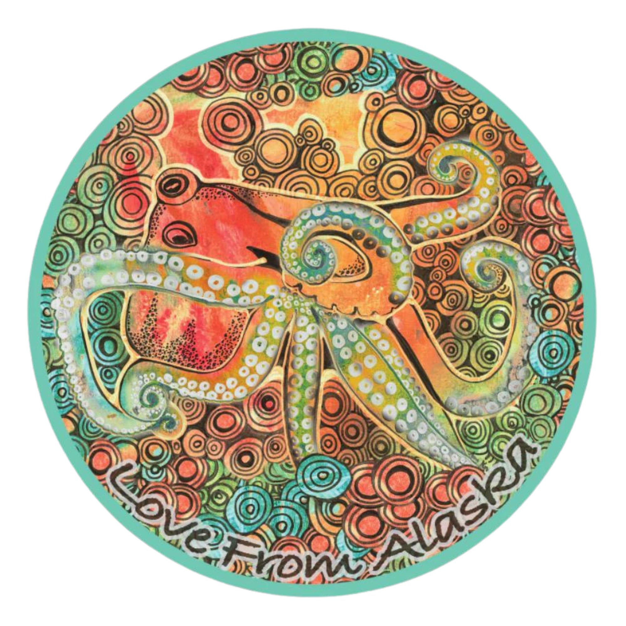 Octopus Circle Sticker