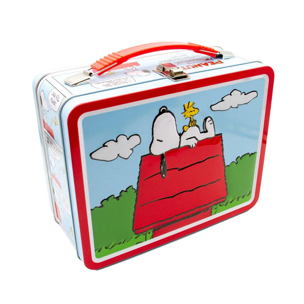 Pink Colored Peanuts Kids Tin Lunch Box - Snoopy Lucy And Friends Tin box