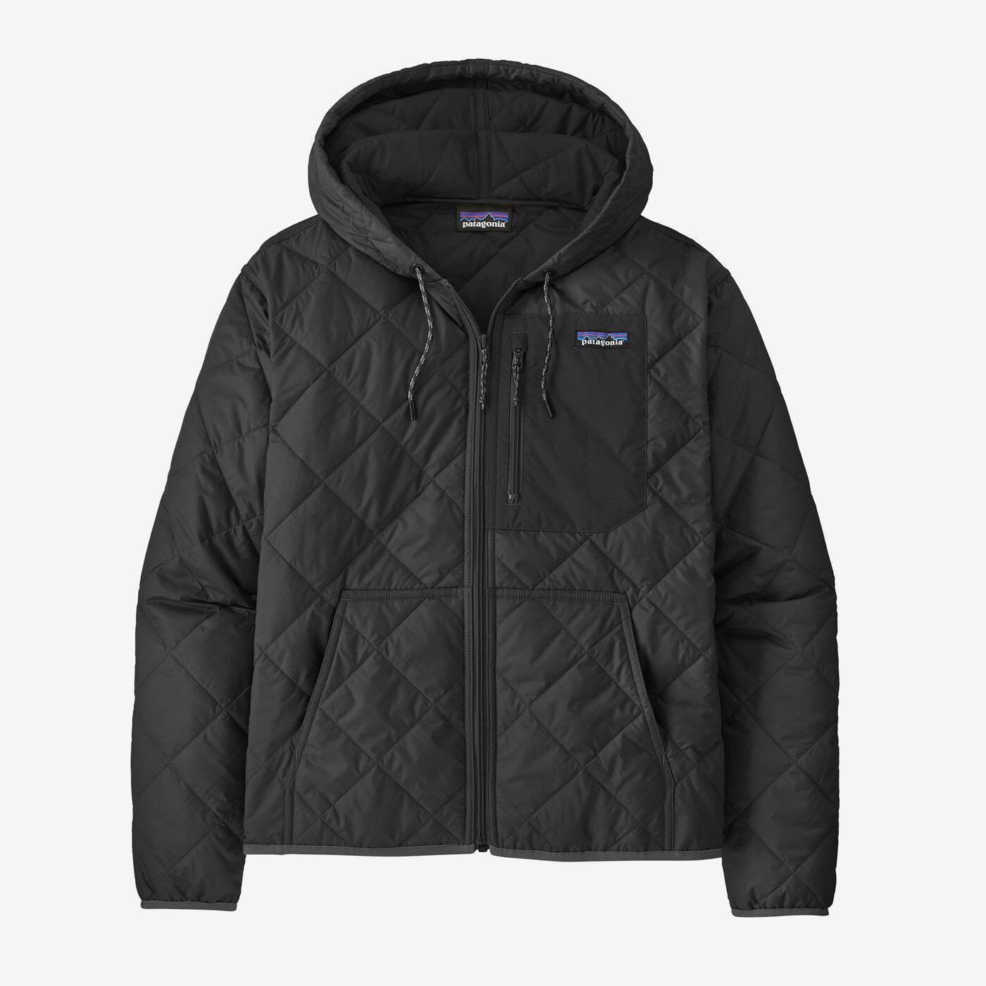 Diamond Quilted Bomber Womens Hoody - Black