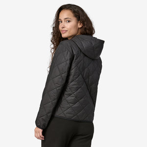 Diamond Quilted Bomber Womens Hoody - Black