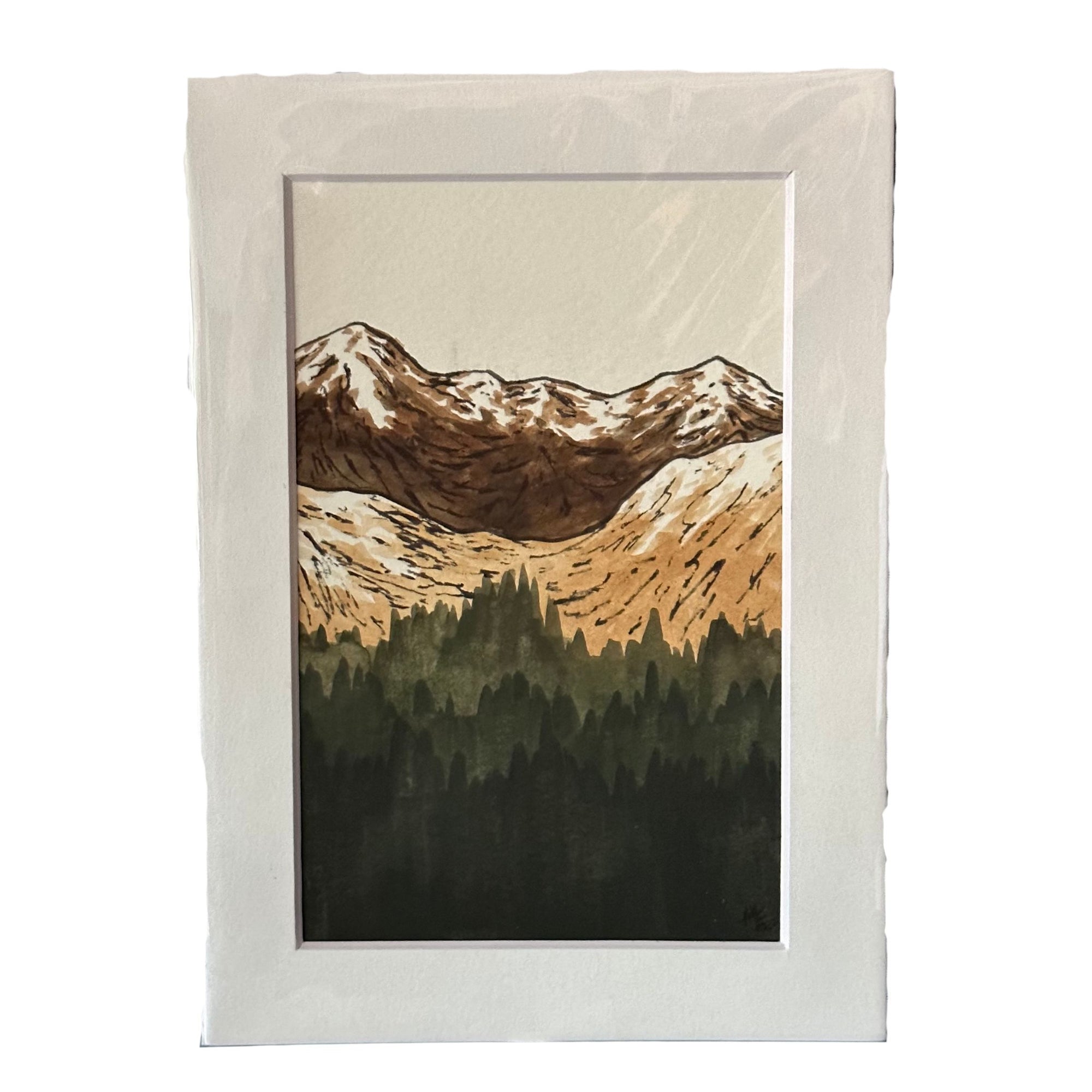 Mountain Scenes Original Matted Watercolor