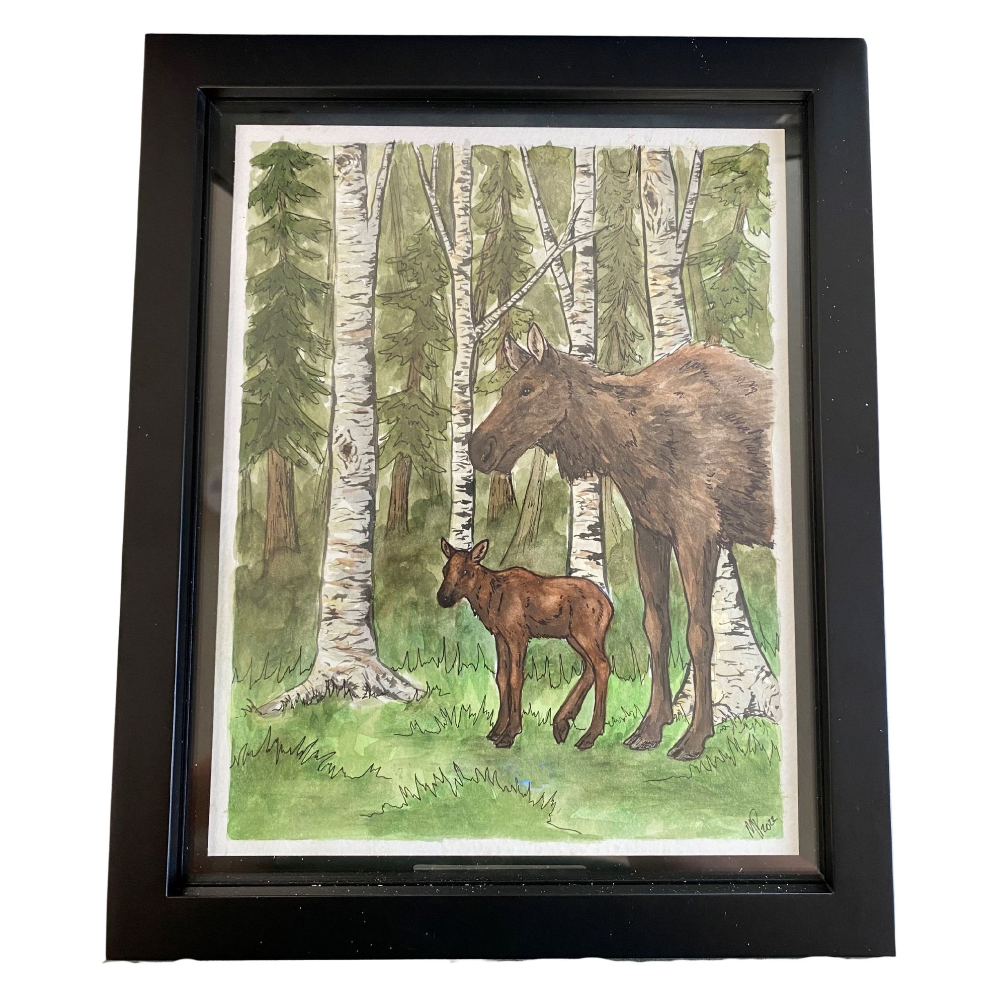 Spring Time Moose Framed Original 8x10