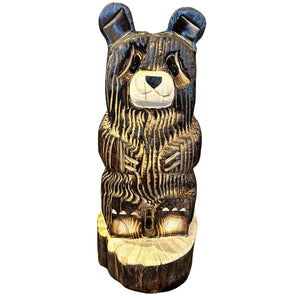 Wood Carved Bear Sitting 18"