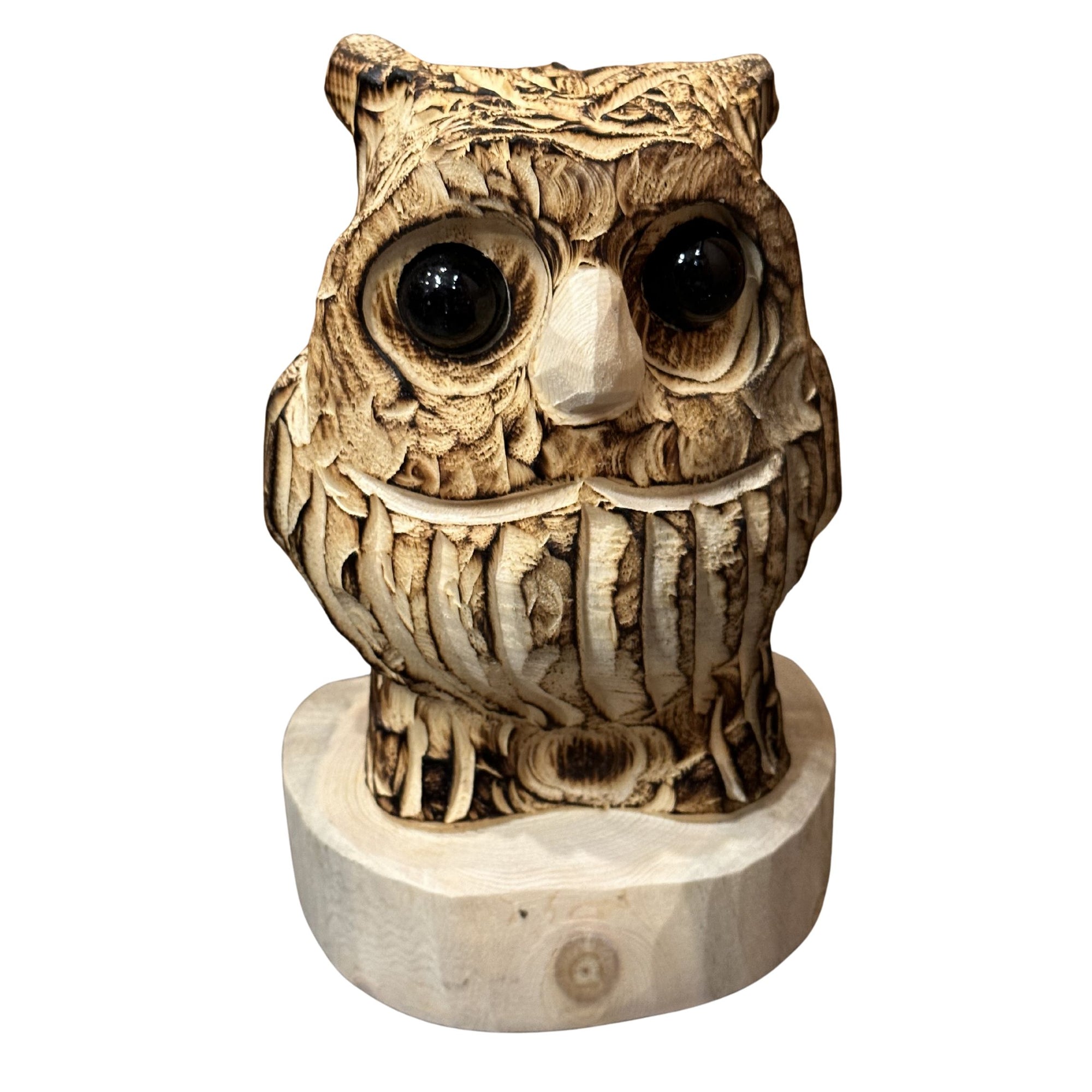 Wood Carved Owl Stump