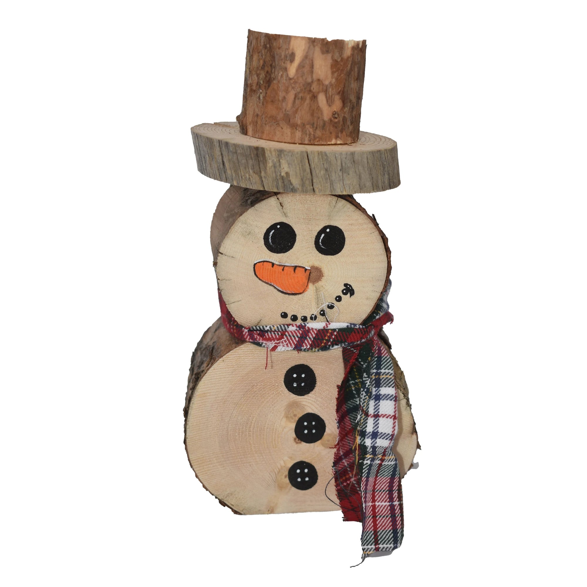 Wood Carved Snowman - 10"