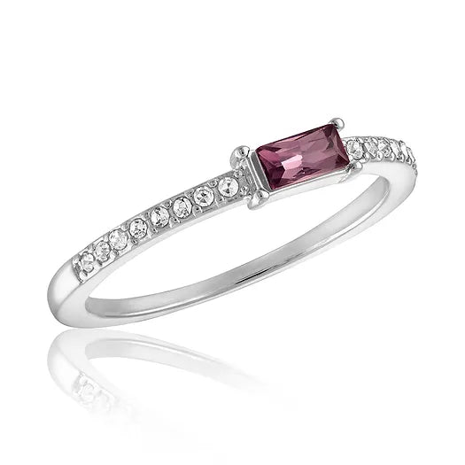 Petite Lavender Baugette and Cubic Zirconia Stack Ring