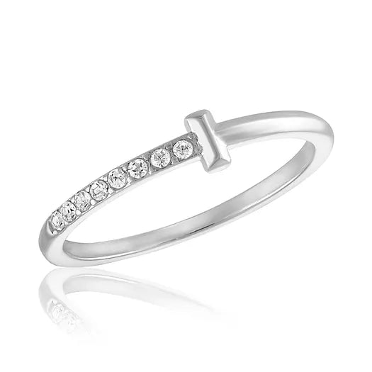 Half Cubic Zirconia T Stack Ring