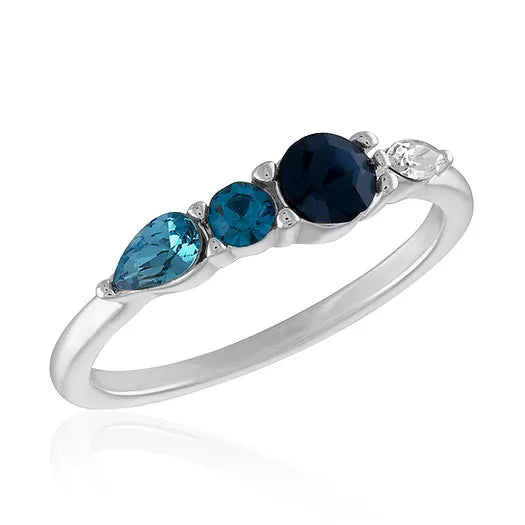 Blue Multi Transitioning Stone Stack Ring