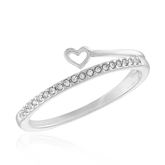 Cubic Zirconia and Heart Wrap Stack Ring