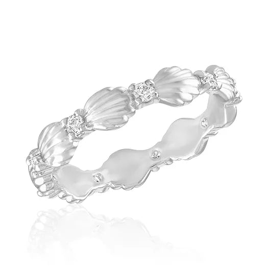 Cubic Zirconia Shell Stack Ring