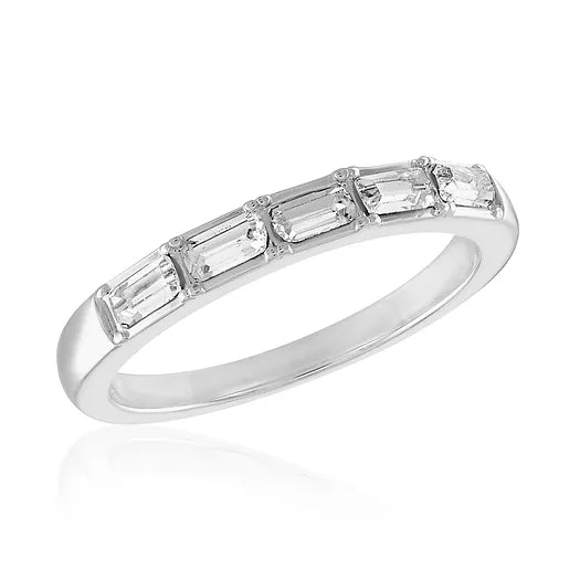 Cubic Zirconia Dash Baguette Stack Ring