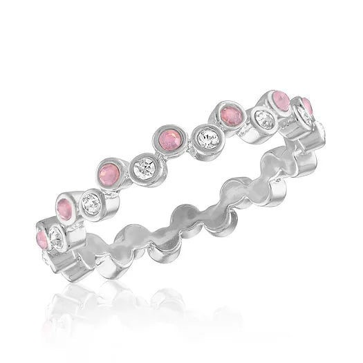Multi-Level Pink Eternity Band Stack Ring