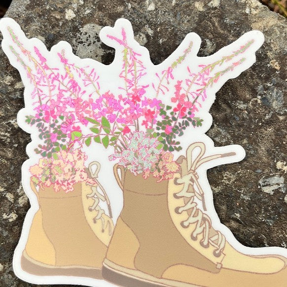 Boots and Wildflowers Sticker