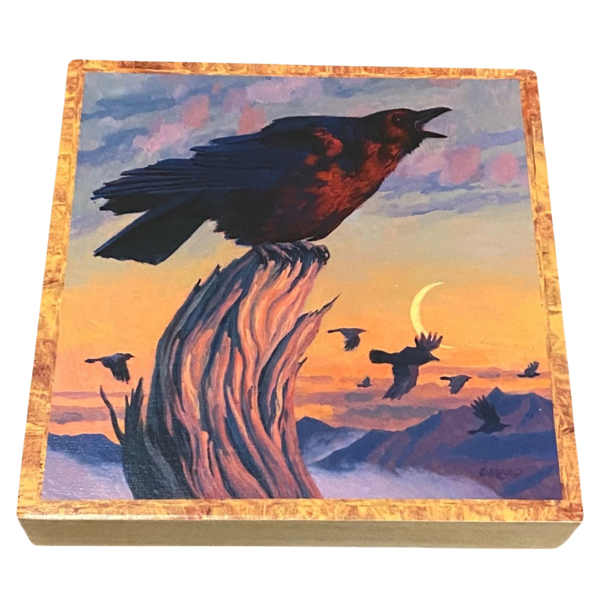 The Call of Home Raven - Wood Block by artist Francois Girard