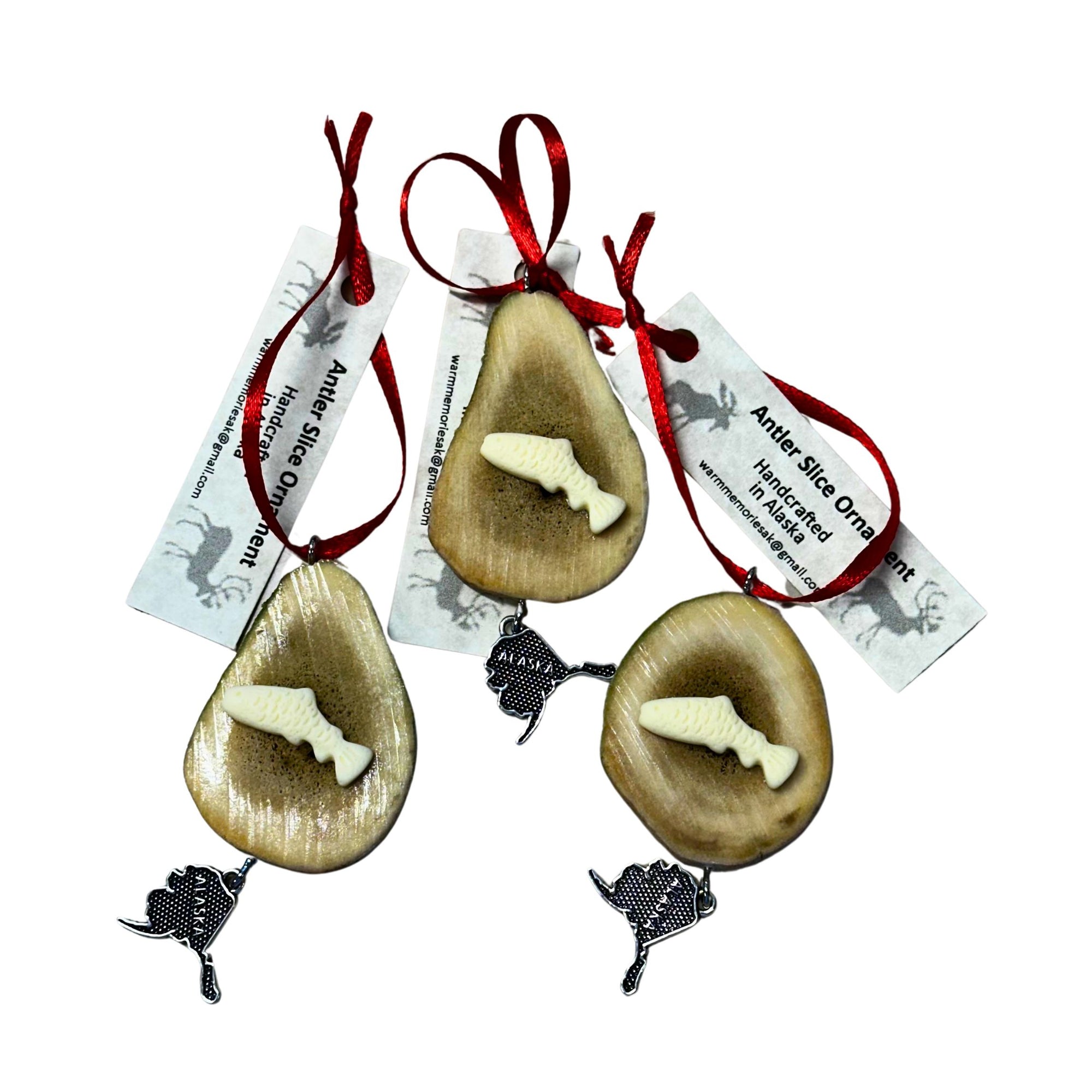 Fish Antler Slice Ornament With Charm