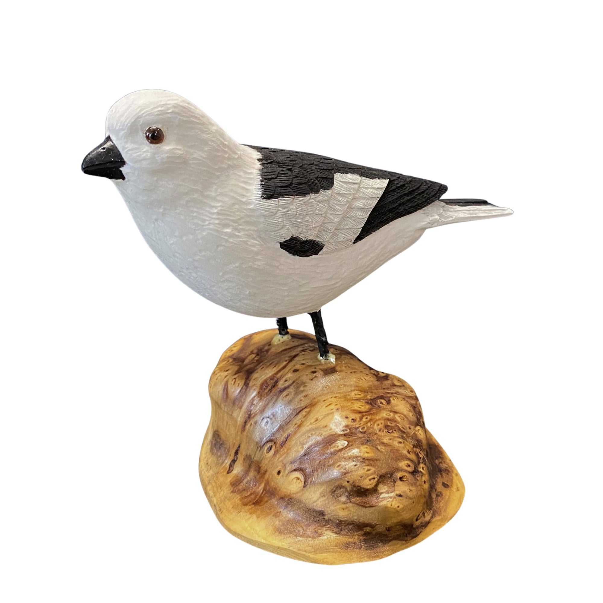 Snow Bunting Wood Carving