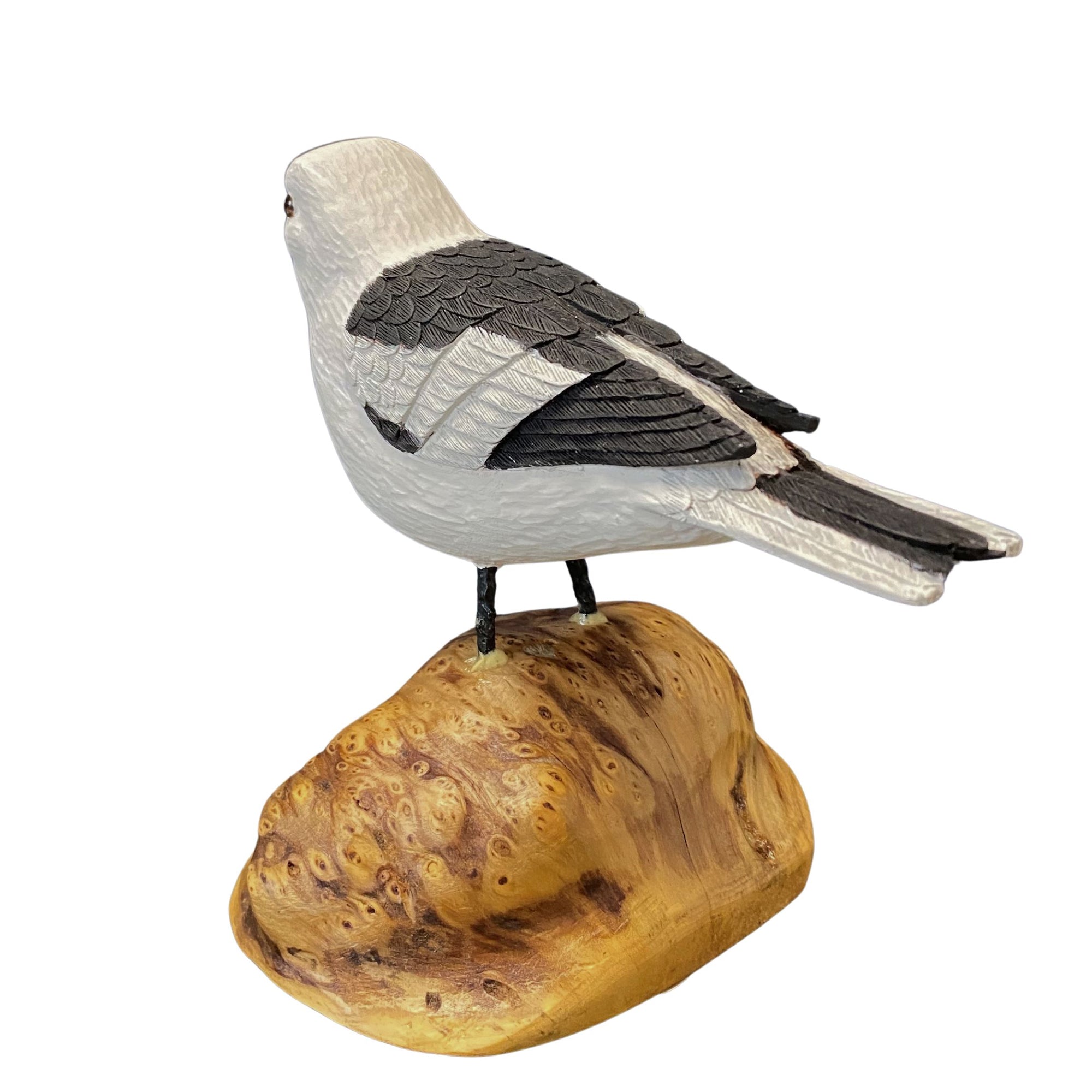 Snow Bunting Wood Carving