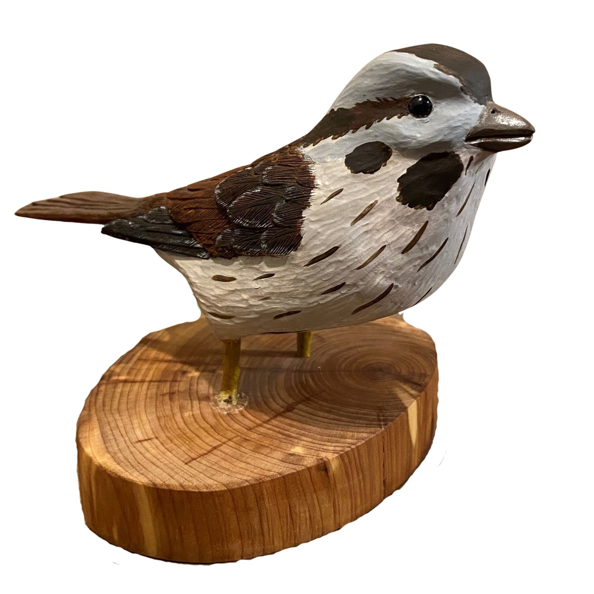 Song Sparrow Wood Carving