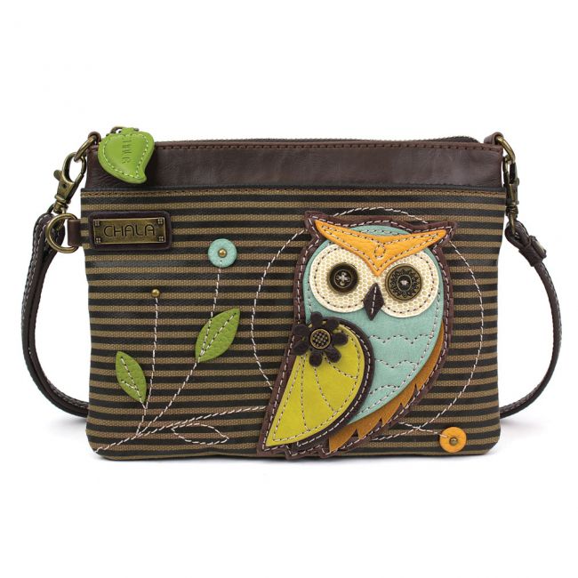 Owl Mini Crossbody Olive Stripe