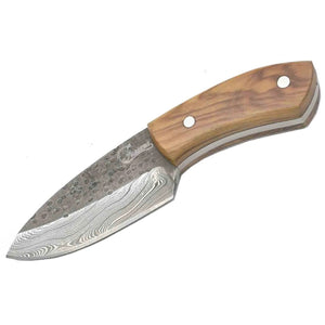 Damascus Skinner With Olive Wood Handle